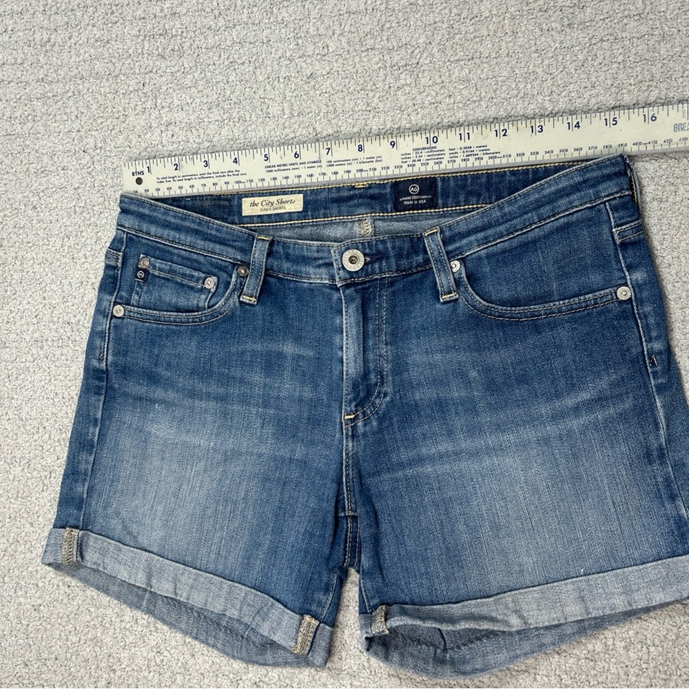 AG Adriano Goldschmied The City Short Rolled Hem Dark Blue Denim Shorts - Picture 3 of 12